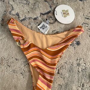 PRINCESS POLLY - LAYLA HIGH CUT BIKINI BOTTOMS PEACH/TAN/BROWN SWIRL - US SIZE 4